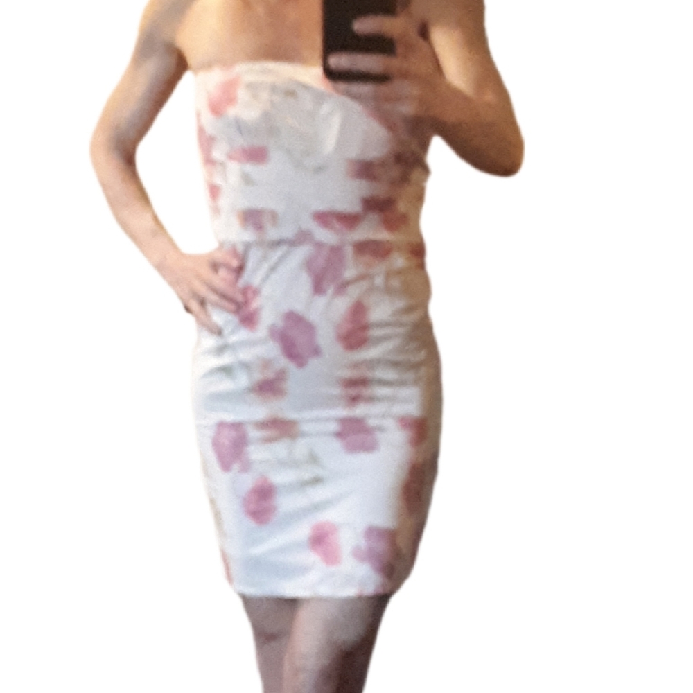Rare Vintage Alice + Olivia Strapless Pink and White Dress